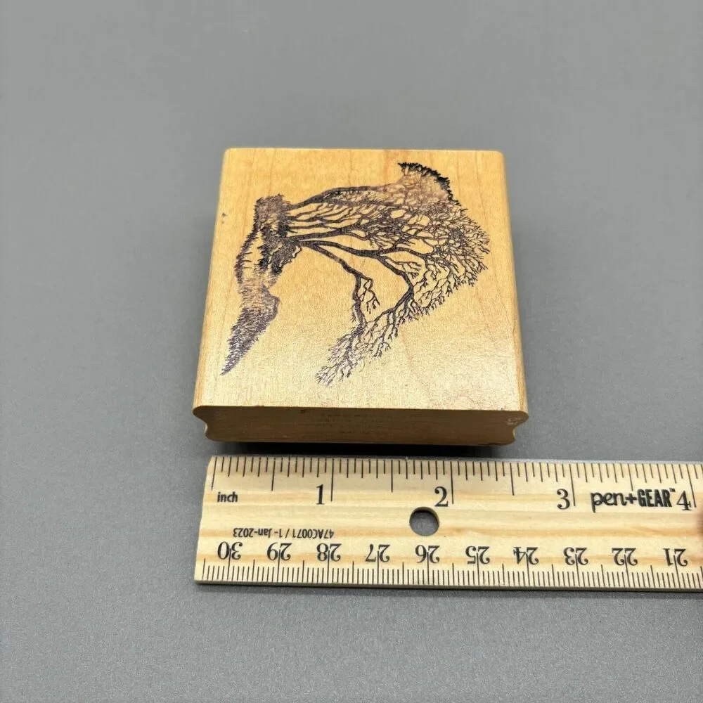 Wildlife Enterprises Inc African / Acacia Tree on Hill Wood Mounted Rubber Stamp